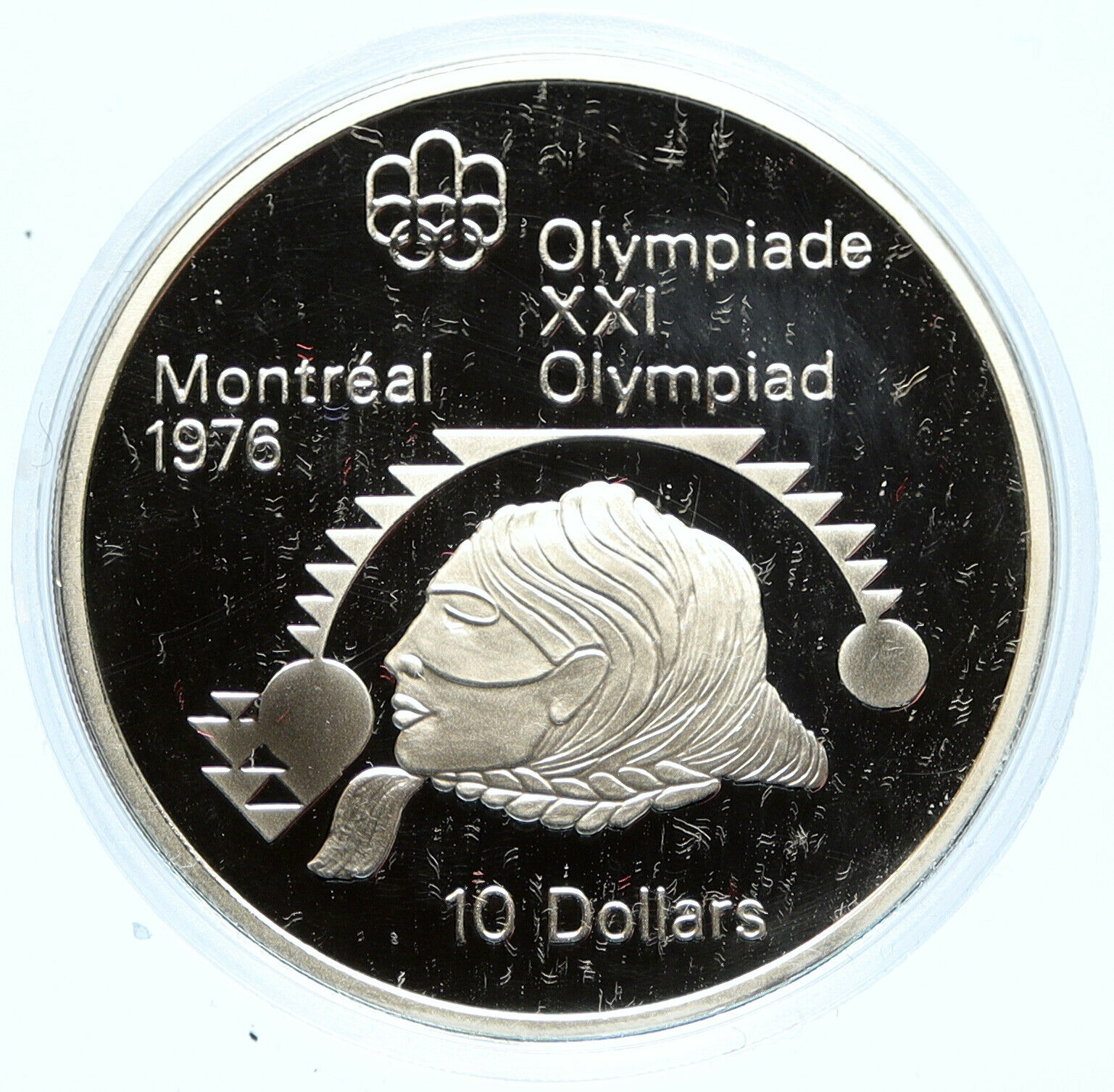 1975 CANADA Elizabeth II Olympics Montreal SHOT PUT Proof Silver $10 Coin i98615