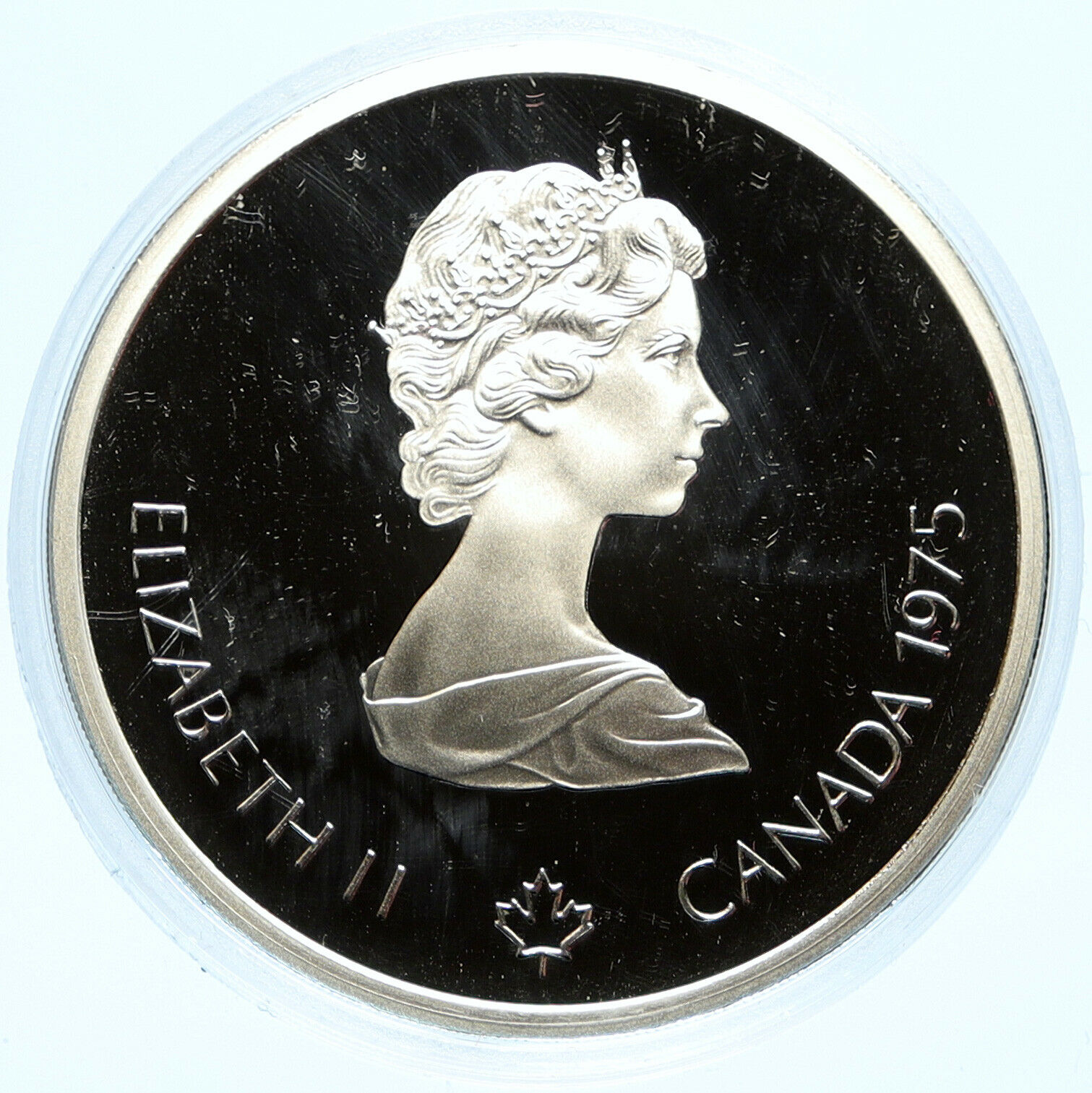 1975 CANADA Elizabeth II Olympics Montreal SHOT PUT Proof Silver $10 Coin i98615