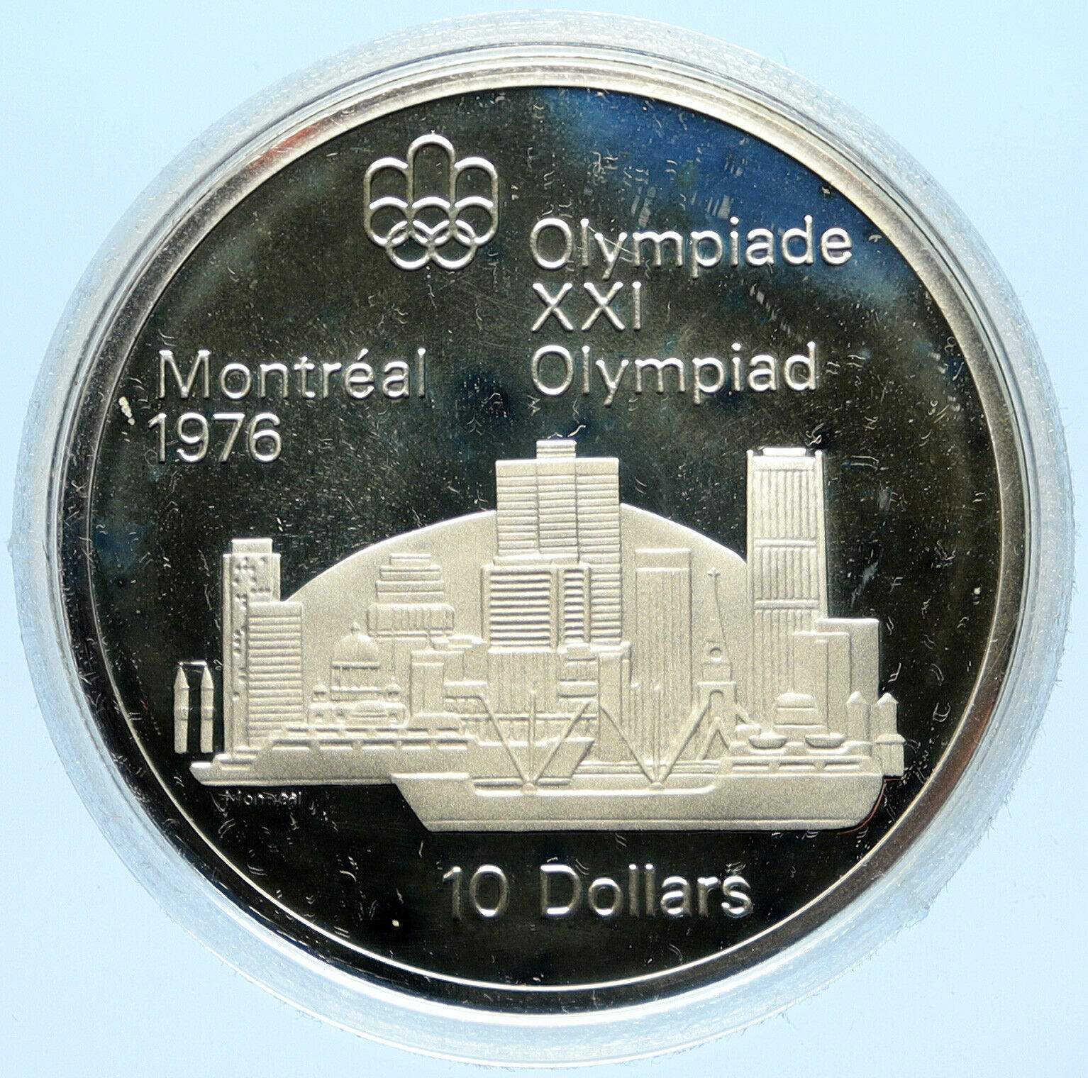 1973 CANADA Elizabeth II Olympics Montreal City Old PROOF Silver $10 Coin i98621