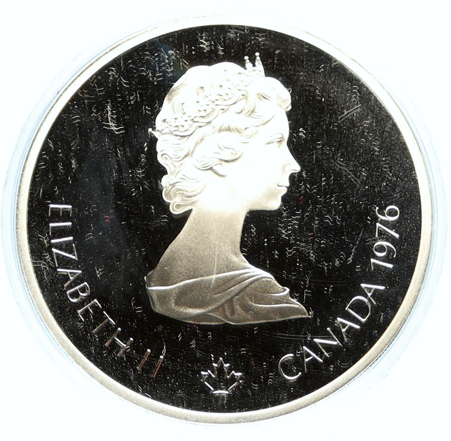 1976 CANADA Elizabeth II Olympics Montreal HOCKEY Proof Silver $10 Coin i98616