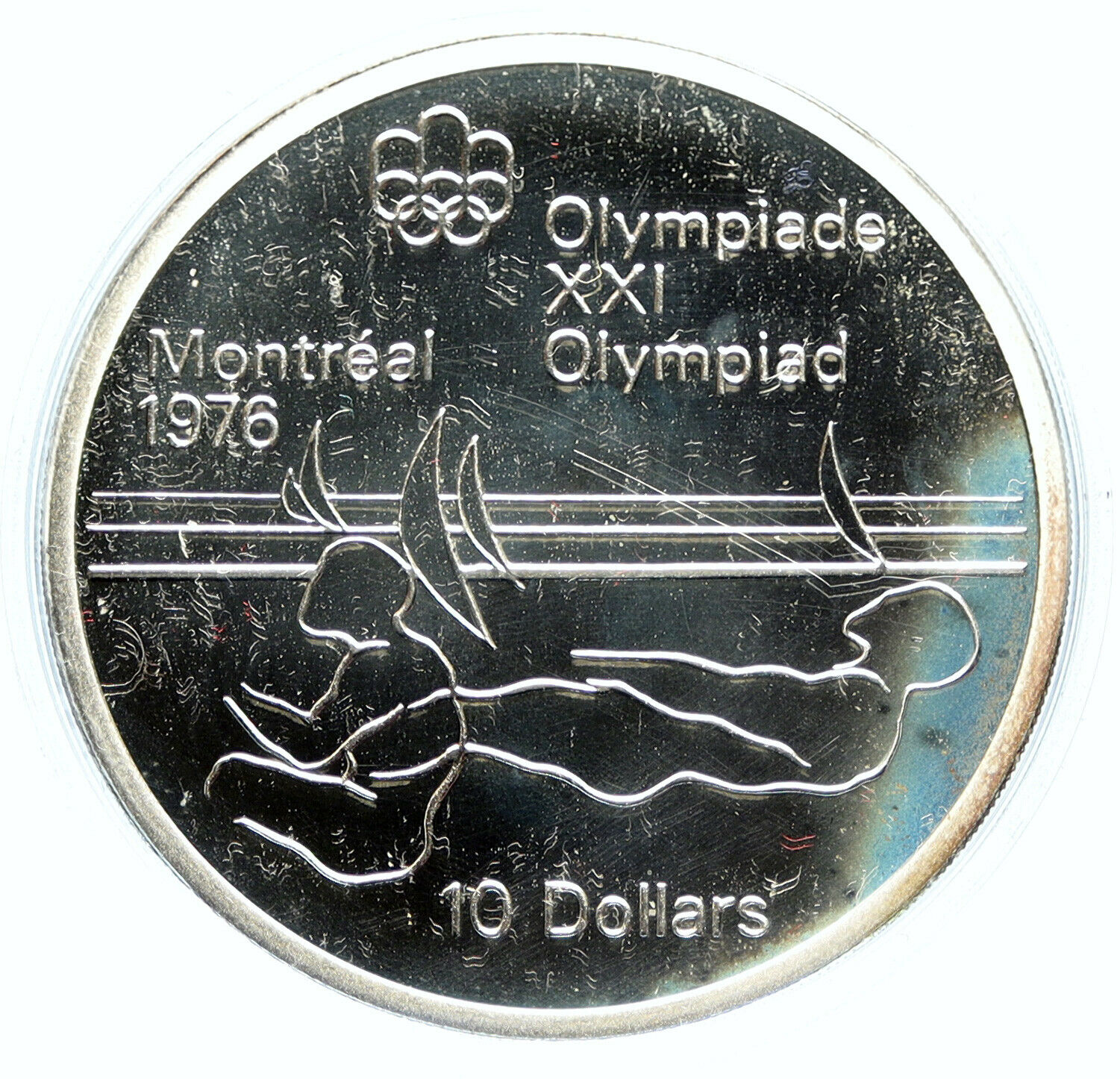 1975 CANADA UK Queen Elizabeth II Olympics Sailing Silver PROOF $10 Coin i98617