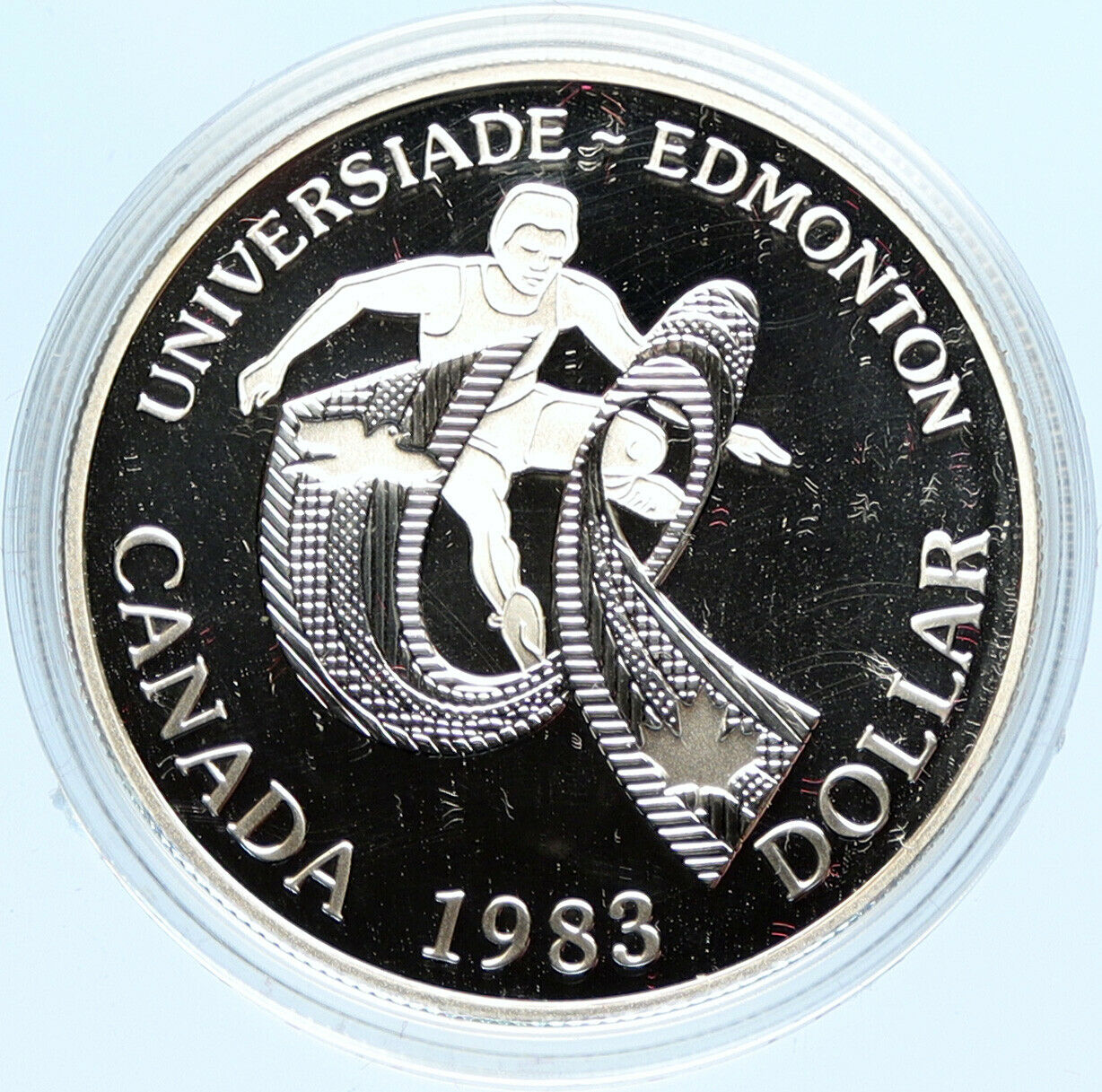 1983 CANADA UK Queen ELIZABETH II Edmonton World Game Proof Silver $ Coin i98653