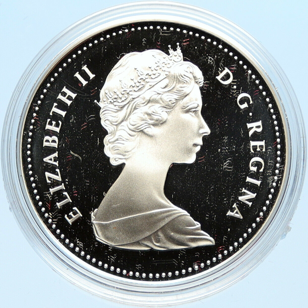 1983 CANADA UK Queen ELIZABETH II Edmonton World Game Proof Silver $ Coin i98653