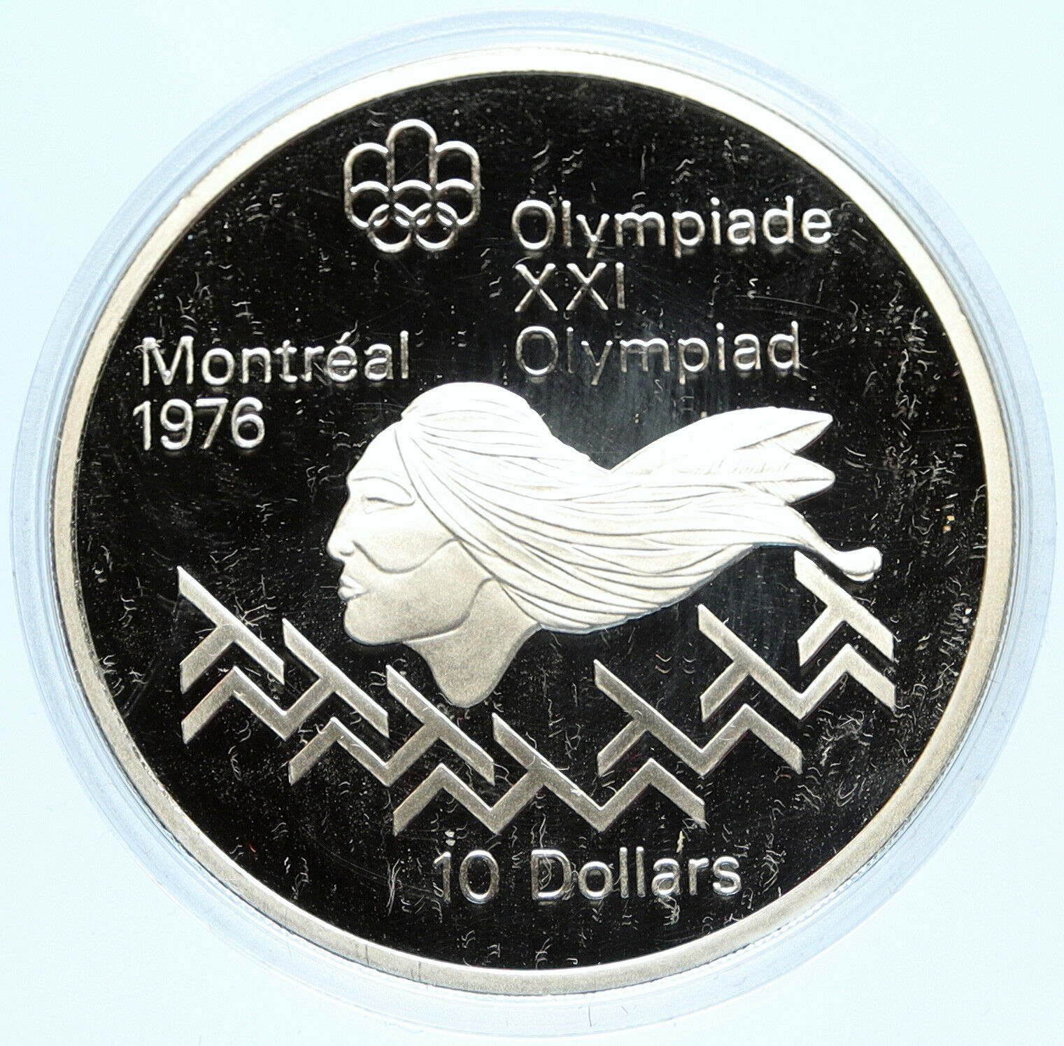 1975 CANADA Elizabeth II Olympics Montreal Men HURDLES PRF Silver 10 Coin i98622