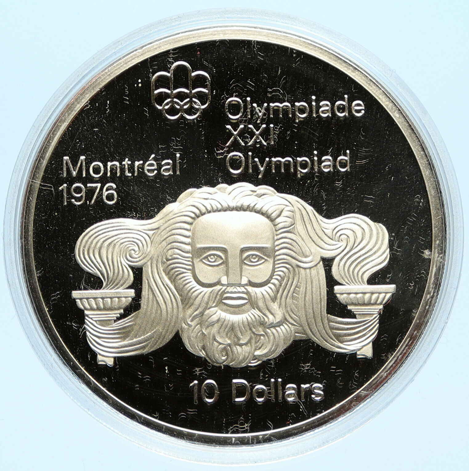 1974 CANADA Elizabeth II Olympics Montreal ZEUS Old Proof Silver $10 Coin i98627