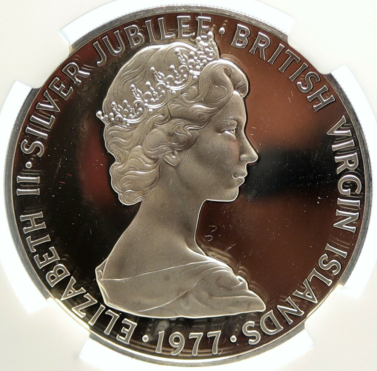 1977 British Virgin Islands Elizabeth II JUBILEE Proof Silver $1 Coin NGC i99634