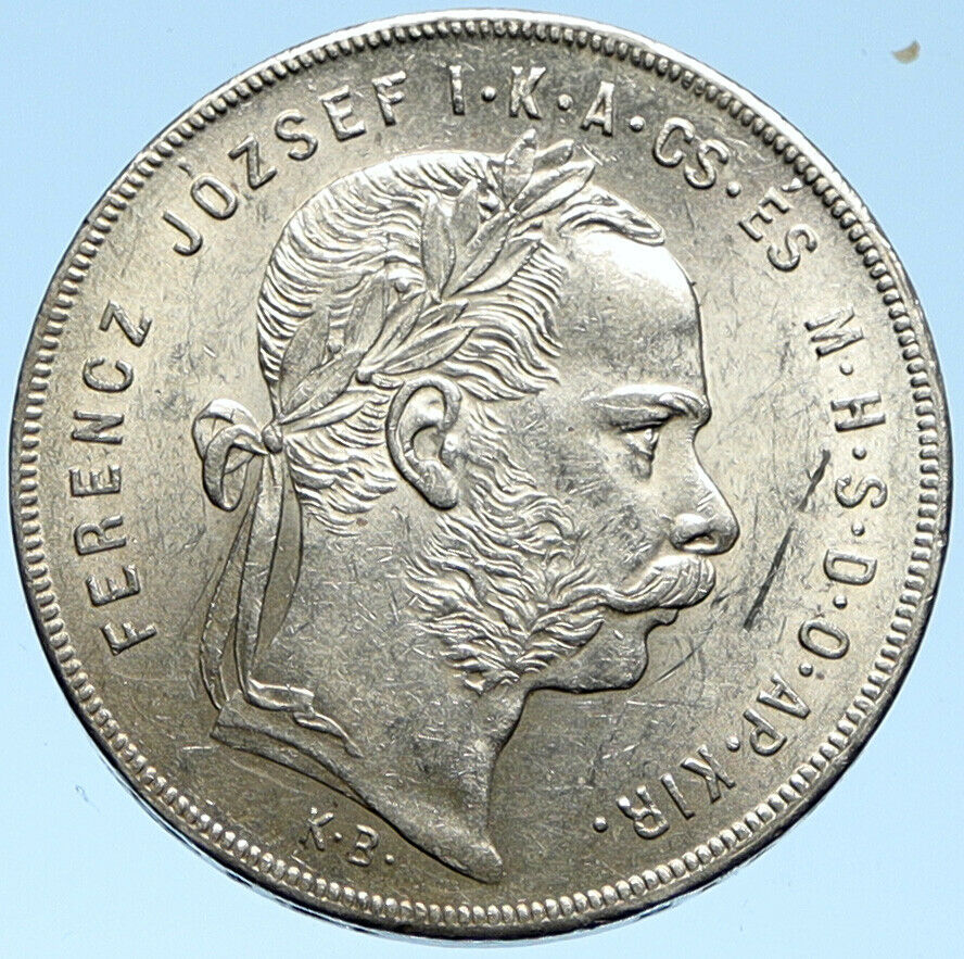 1879 HUNGARY w King Franz Joseph I Hungarian Genuine Silver Forint Coin i99113