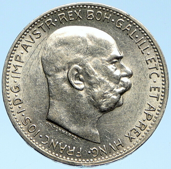 1913 AUSTRIA w KING FRANZ JOSEPH I Eagle VINTAGE Old Silver Corona Coin i99116