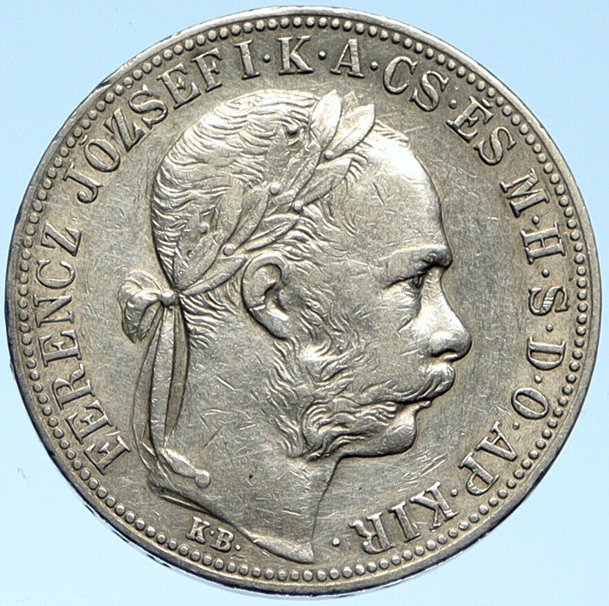 1886 HUNGARY w King Franz Joseph I Hungarian Antique Silver Forint Coin i99112