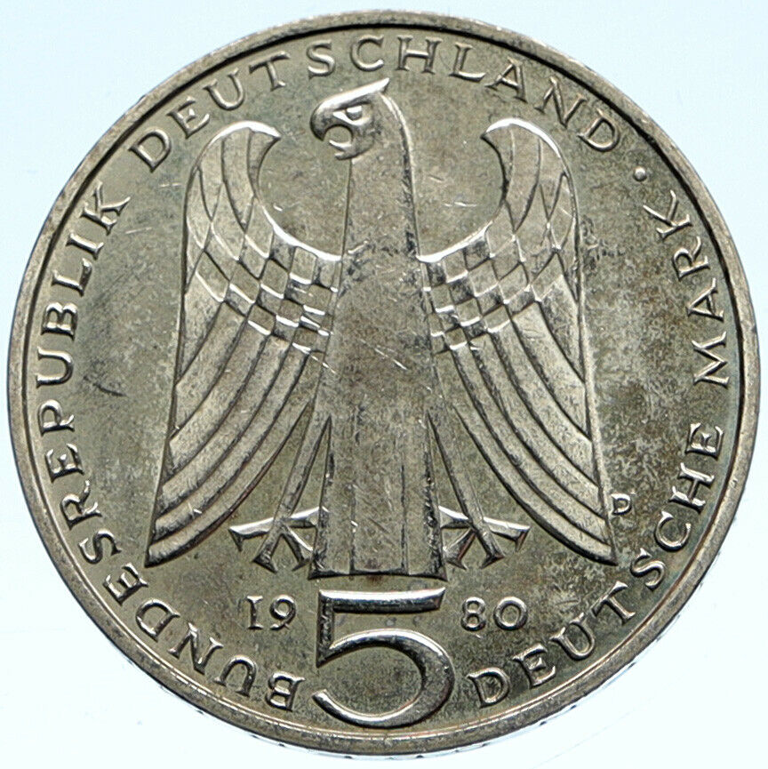 1980 GERMANY Walther von Vogelweide Singer Love Songs VINTAGE 5 Mark Coin i99238