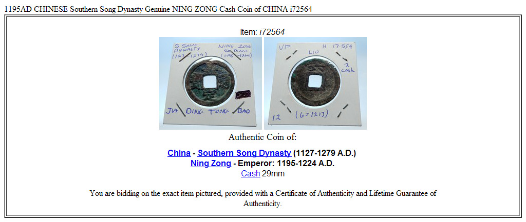 1195AD CHINESE Southern Song Dynasty Genuine NING ZONG Cash Coin of CHINA i72564