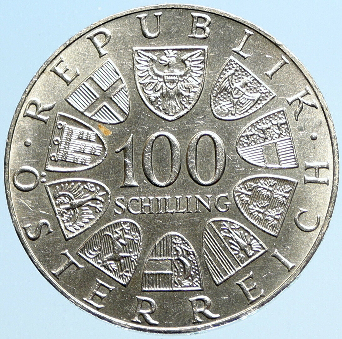 1979 AUSTRIA Vienna International Center OLD Silver 100 Schilling Coin i97886