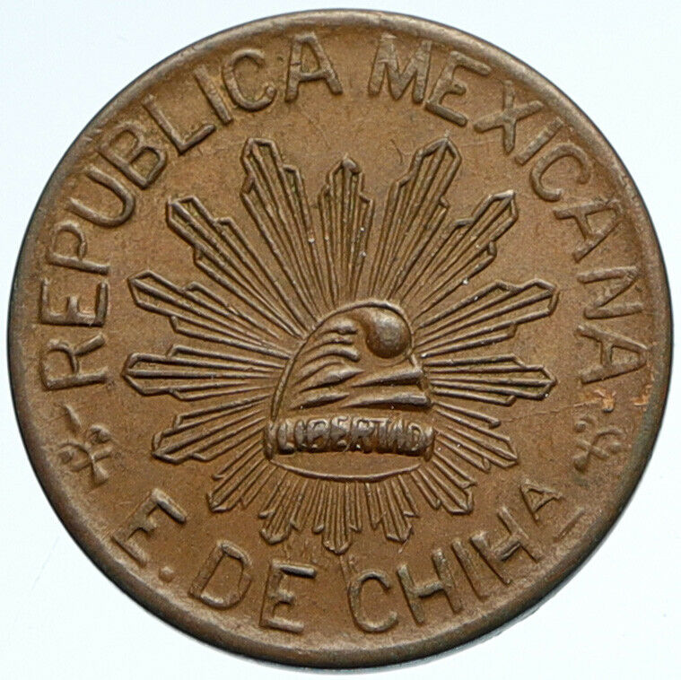 1915 MEXICO Revolutionary CHIHUAHUA Constitutionalist Army 5 Centavo Coin i99761