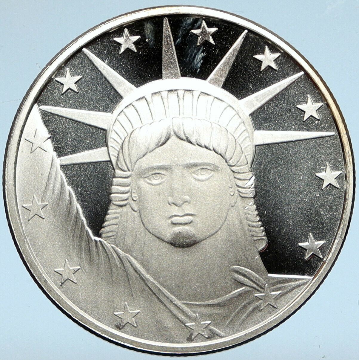 United States STATUE OF LIBERTY & TORCH TROY 1OZ Proof Silver Medal i99810