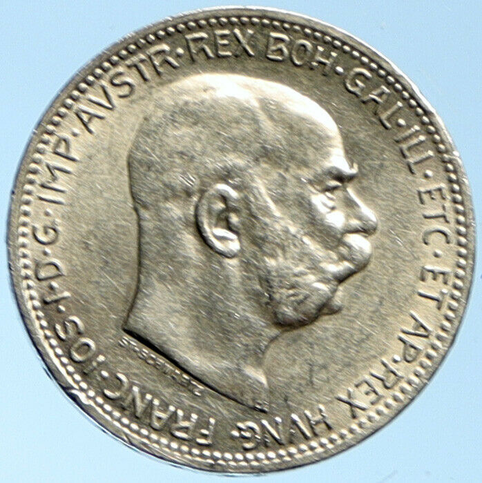 1915 AUSTRIA w KING FRANZ JOSEPH I Eagle VINTAGE Old Silver Corona Coin i99133