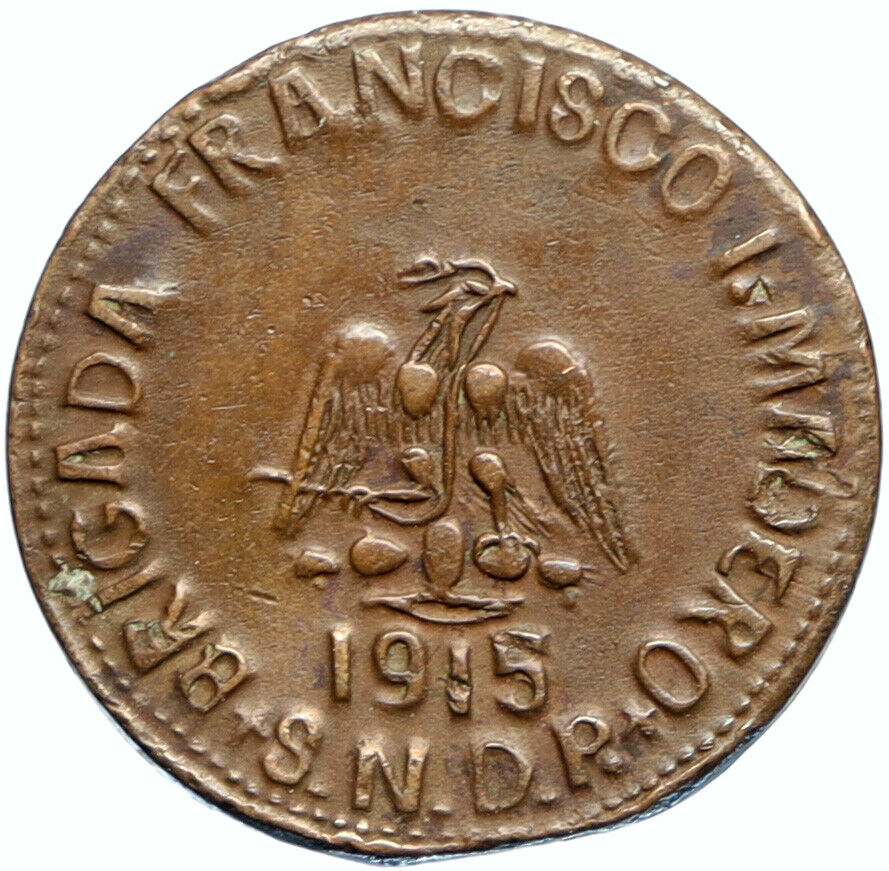 1915 MEXICO Revolutionary PUEBLA Madero Brigade ANTIQUE 20 Centavos Coin i99774