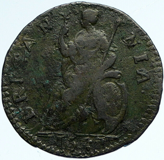 1697 F UK Great Britain KING WILLIAM III OLD Antique Farthing Coin i99773