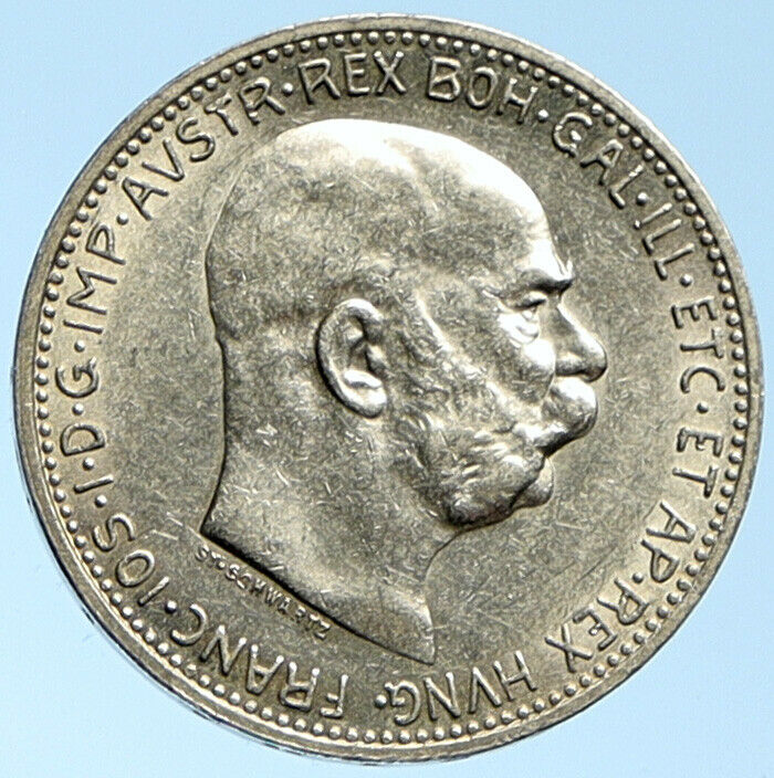 1915 AUSTRIA w KING FRANZ JOSEPH I Eagle VINTAGE Old Silver Corona Coin i99146