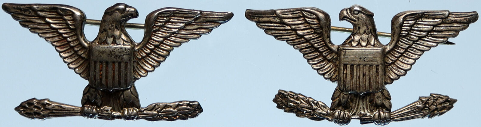 United States USA US World War I COLONEL WAR ARMY Eagles Pair Award Pins i98185