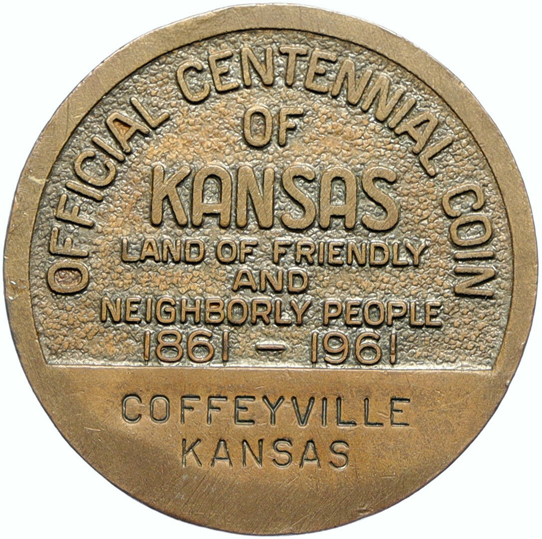 1961 United States KANSAS Centennial Vintage SO-CALLED Dollar Token Medal i99815