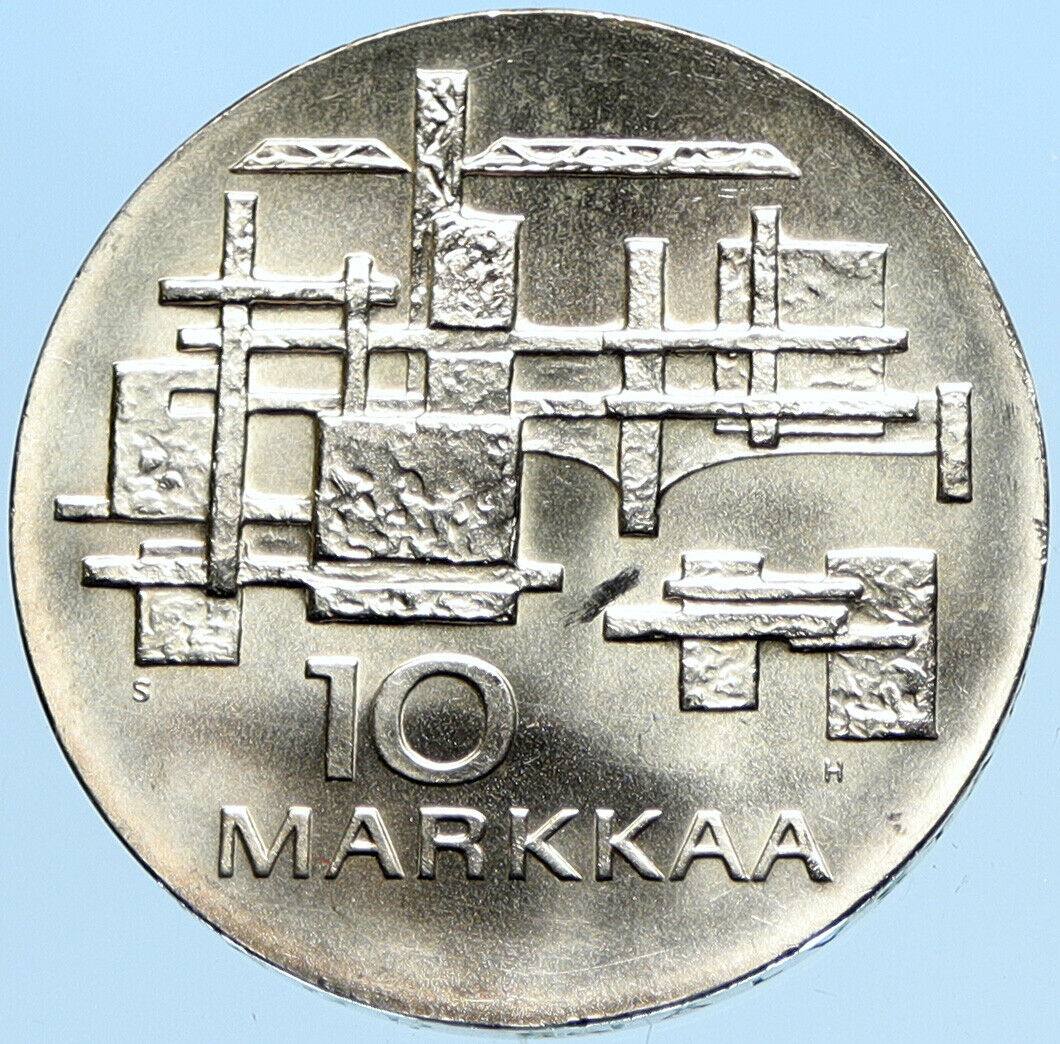 1967 FINLAND Geese Flying 50Y Independence VINTAGE Silver 10 Markkaa Coin i98005