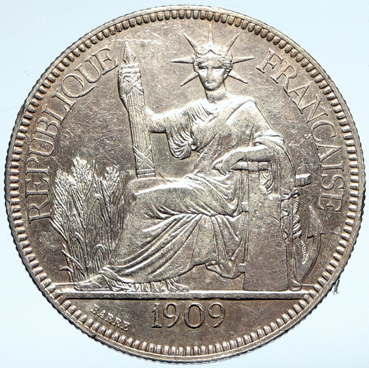 1908 A FRENCH INDO-CHINA Antique BIG Silver Piastre Coin France Republic i99828