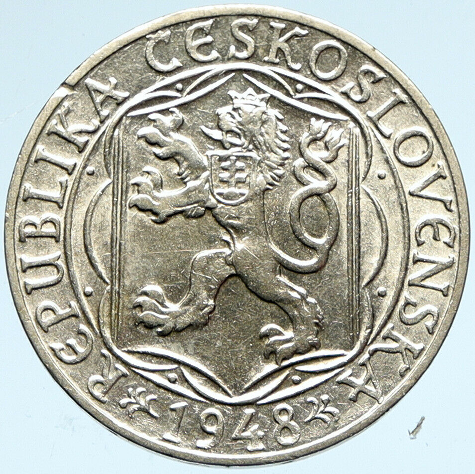 1948 CZECH REPUBLIC Czechoslovakia Charles University Silver 100 Kor Coin i99825