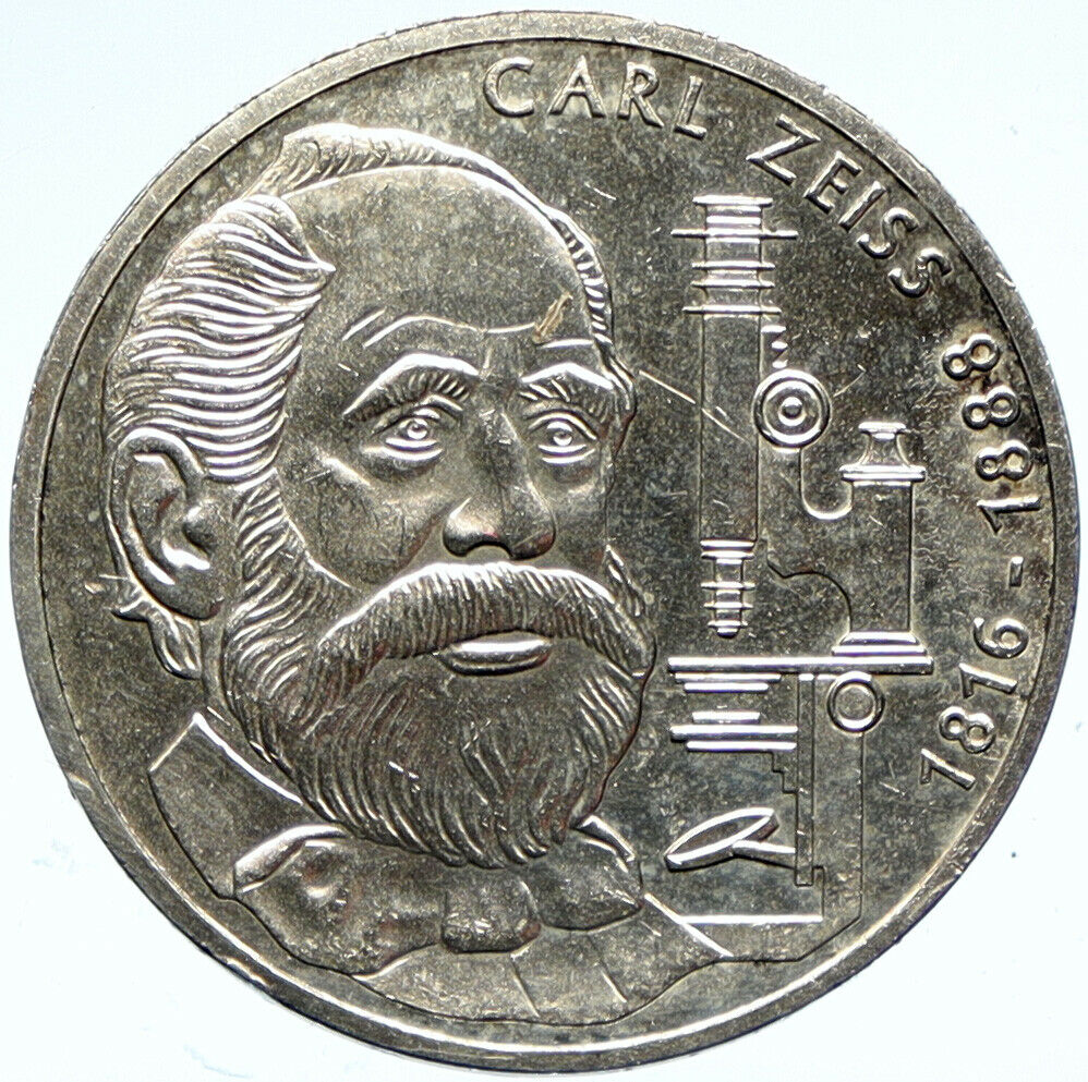 1988 F GERMANY Carl Zeiss Lens Genuine Antique Silver 10 Mark German Coin i99824