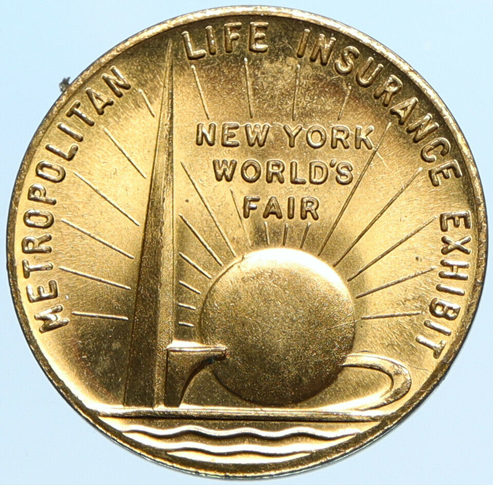 1939 USA NY WORLDS FAIR Metropolitan Insurance Exhibit VINTAGE Medal Coin i98141