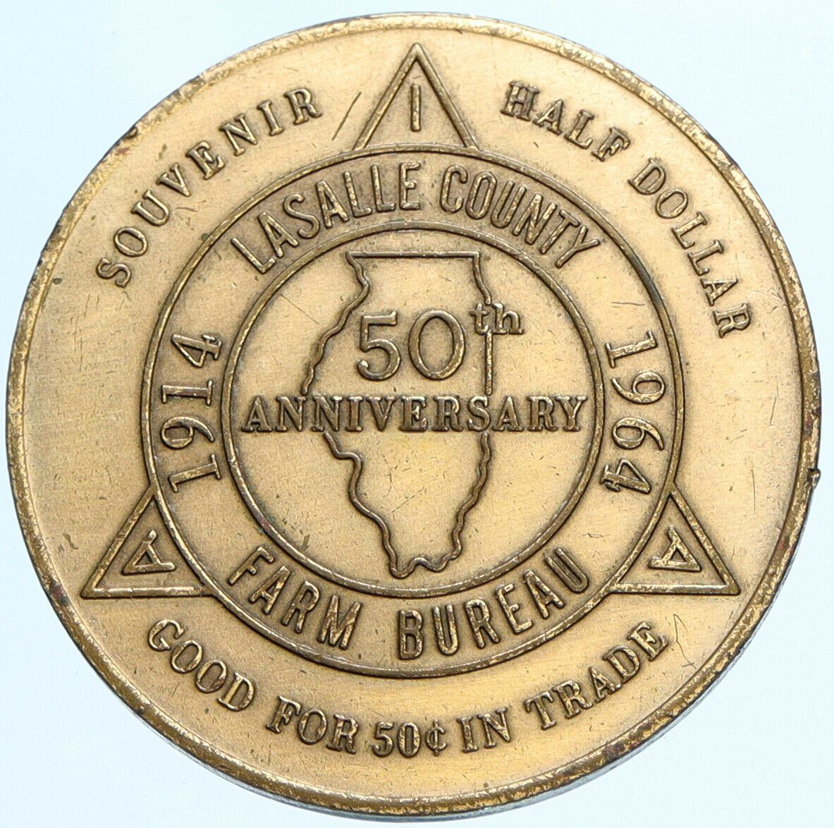 1964 USA US FARM BUREAU Ottawa ILLINOIS Old So-Called Half Dollar Medal i98144