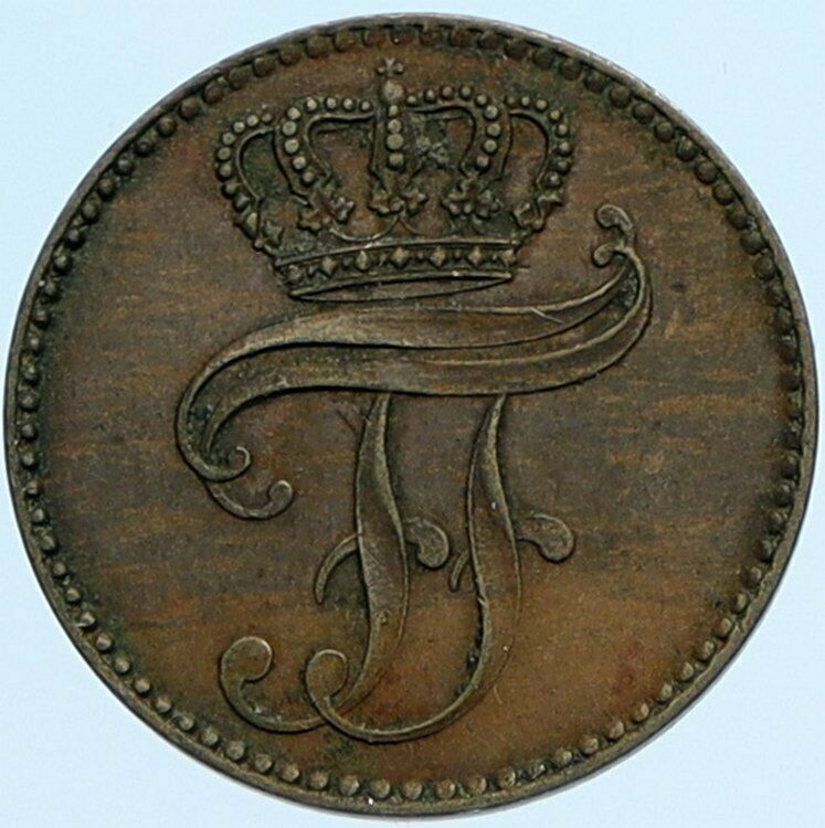 1864 GERMAN STATES Mecklenburg FRIEDRICH FRANZ II Antique 3 Pfennige Coin i98152