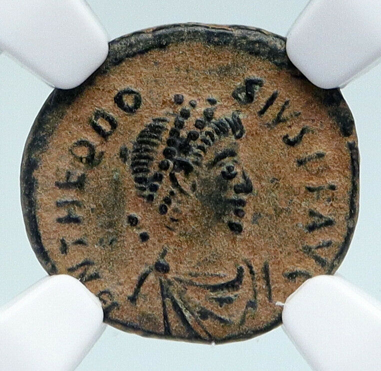 THEODOSIUS I the GREAT Authentic Ancient CHRISTIAN 388AD Roman Coin NGC i89513