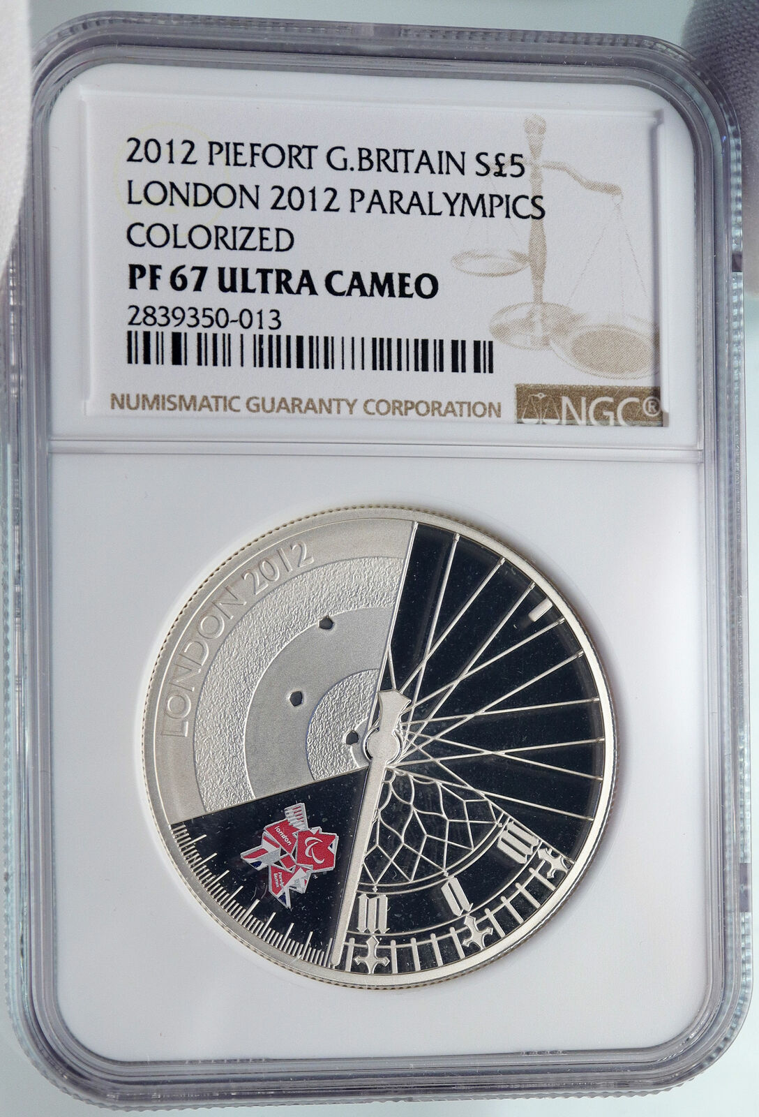 2012 United Kingdom British Paralympics LONDON Proof Silver 5P Coin NGC i85286