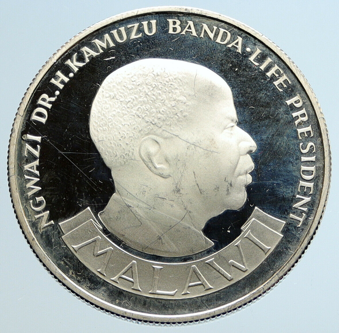 1974 MALAWI President Ngwazi Kamuzu Banda OLD Proof Silver 10 Kwacha Coin i96685