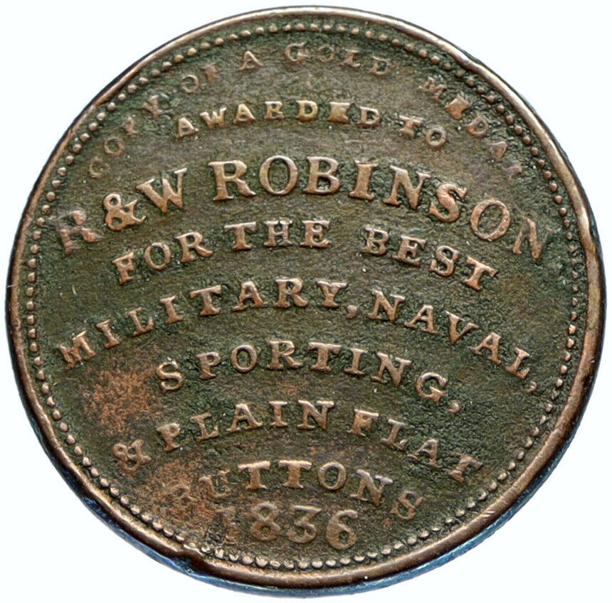 1836 UNITED STATES US Civil War R&W ROBINSON Institute Hard Times Token i98165