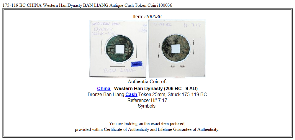 175-119 BC CHINA Western Han Dynasty BAN LIANG Antique Cash Token Coin i100036