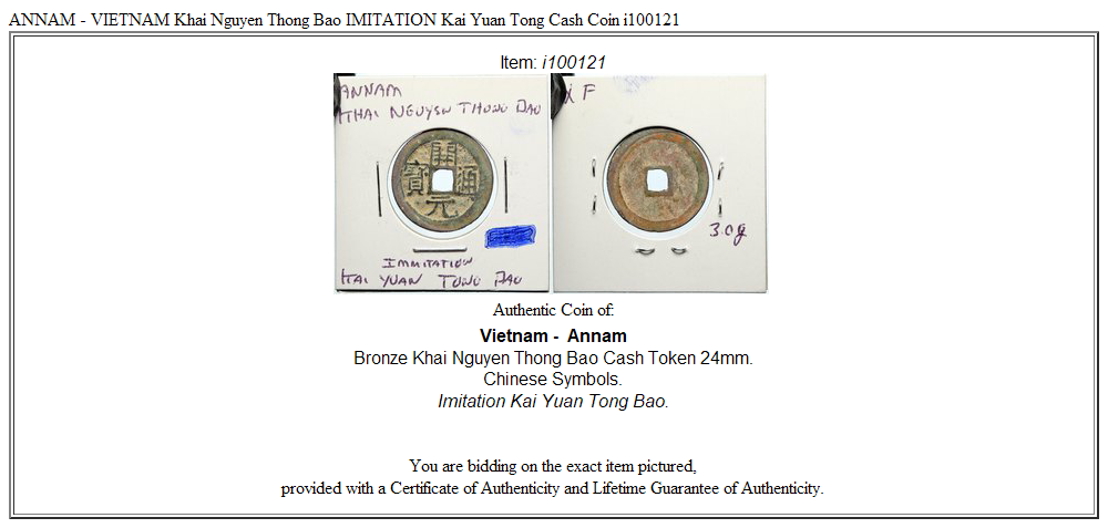 ANNAM - VIETNAM Khai Nguyen Thong Bao IMITATION Kai Yuan Tong Cash Coin i100121