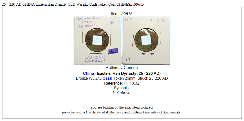 25 - 220 AD CHINA Eastern Han Dynasty OLD Wu Zhu Cash Token Coin CHINESE i99615