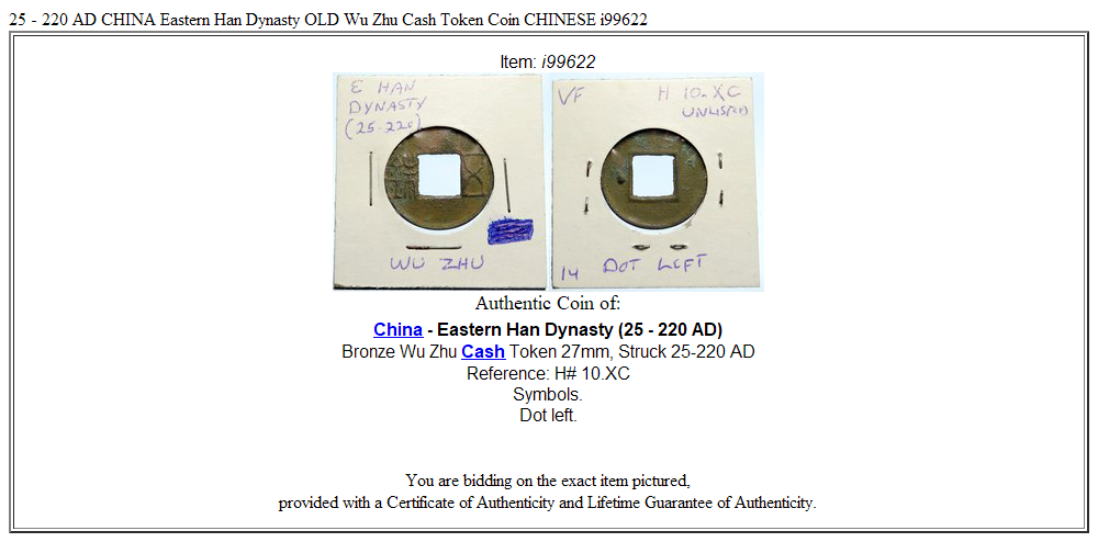 25 - 220 AD CHINA Eastern Han Dynasty OLD Wu Zhu Cash Token Coin CHINESE i99622