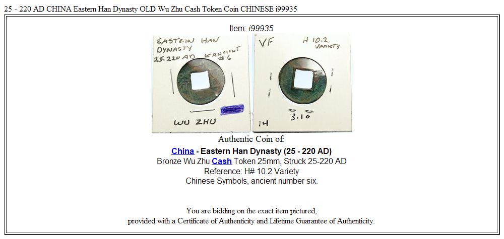 25 - 220 AD CHINA Eastern Han Dynasty OLD Wu Zhu Cash Token Coin CHINESE i99935