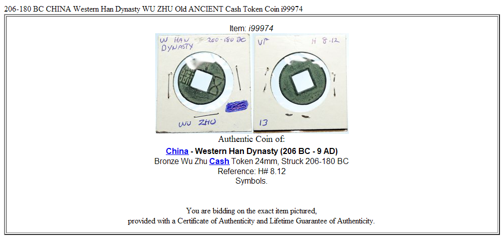 206-180 BC CHINA Western Han Dynasty WU ZHU Old ANCIENT Cash Token Coin i99974