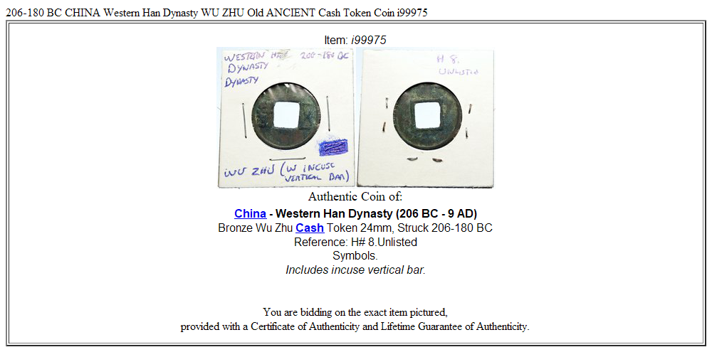 206-180 BC CHINA Western Han Dynasty WU ZHU Old ANCIENT Cash Token Coin i99975