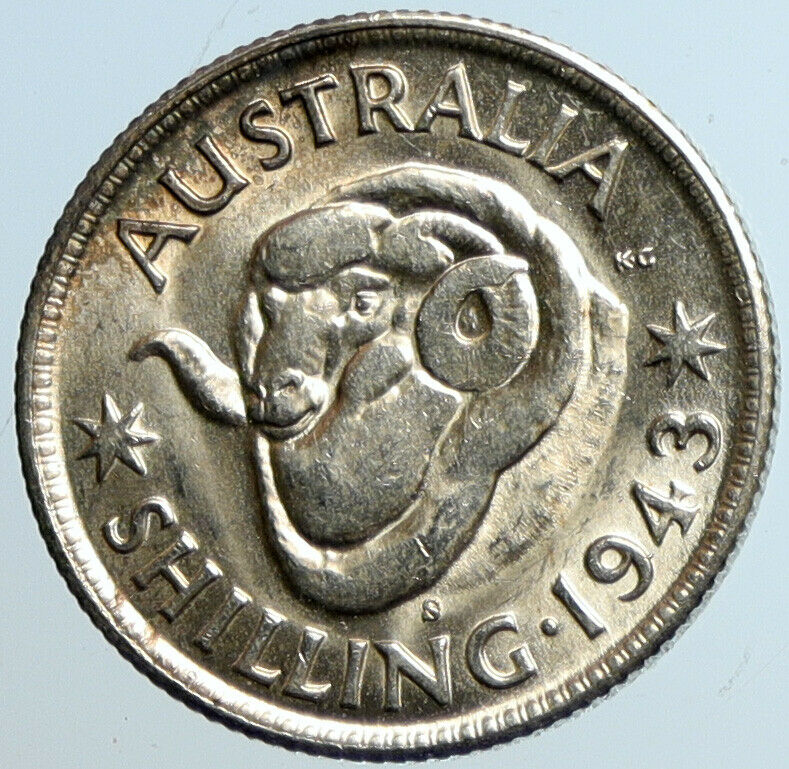 1943 S AUSTRALIA King George VI United Kingdom Silver Shilling Coin RAM i101553