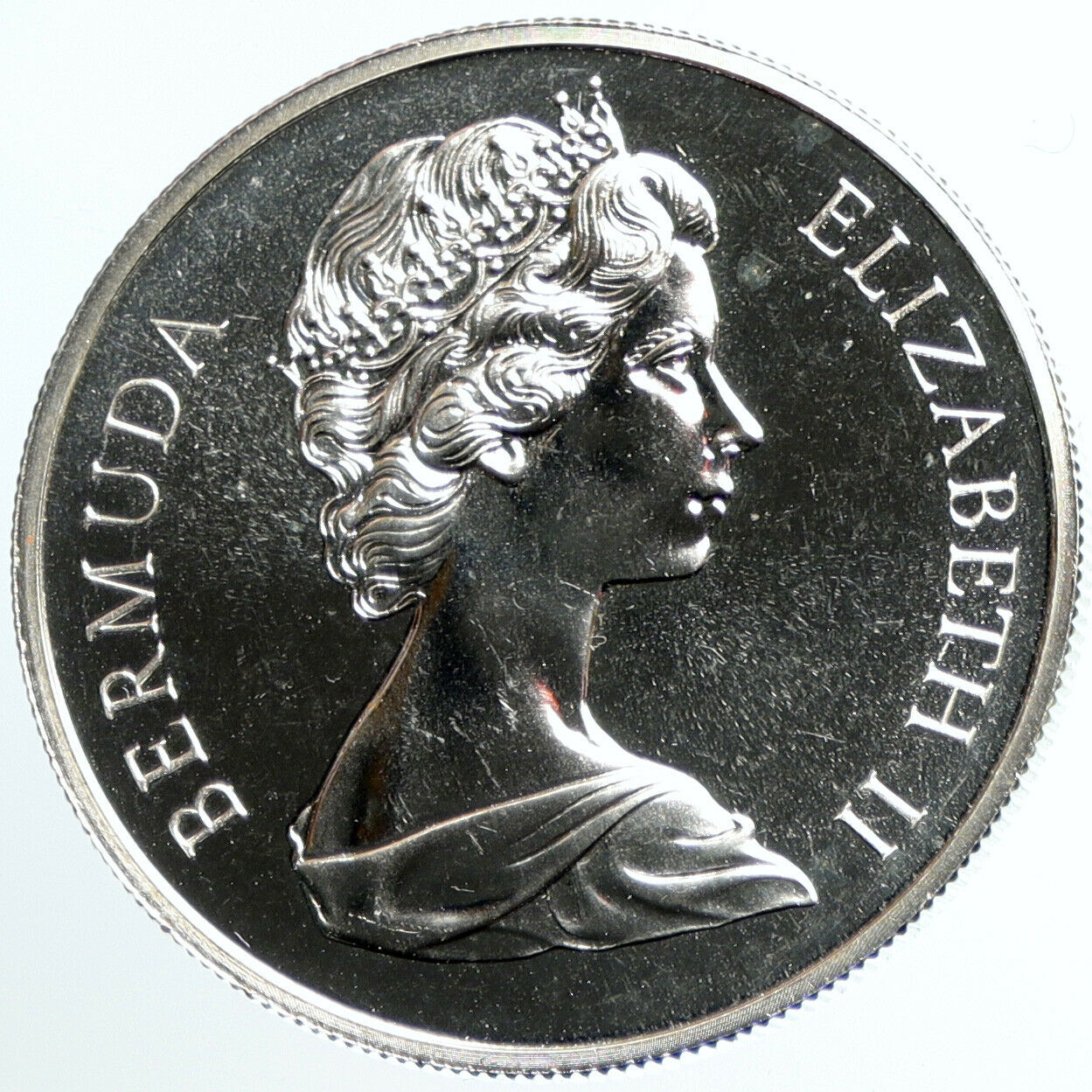 1972 BERMUDA Elizabeth II Prince Philip Wedding PRF Silver 1 Dollar Coin i101552