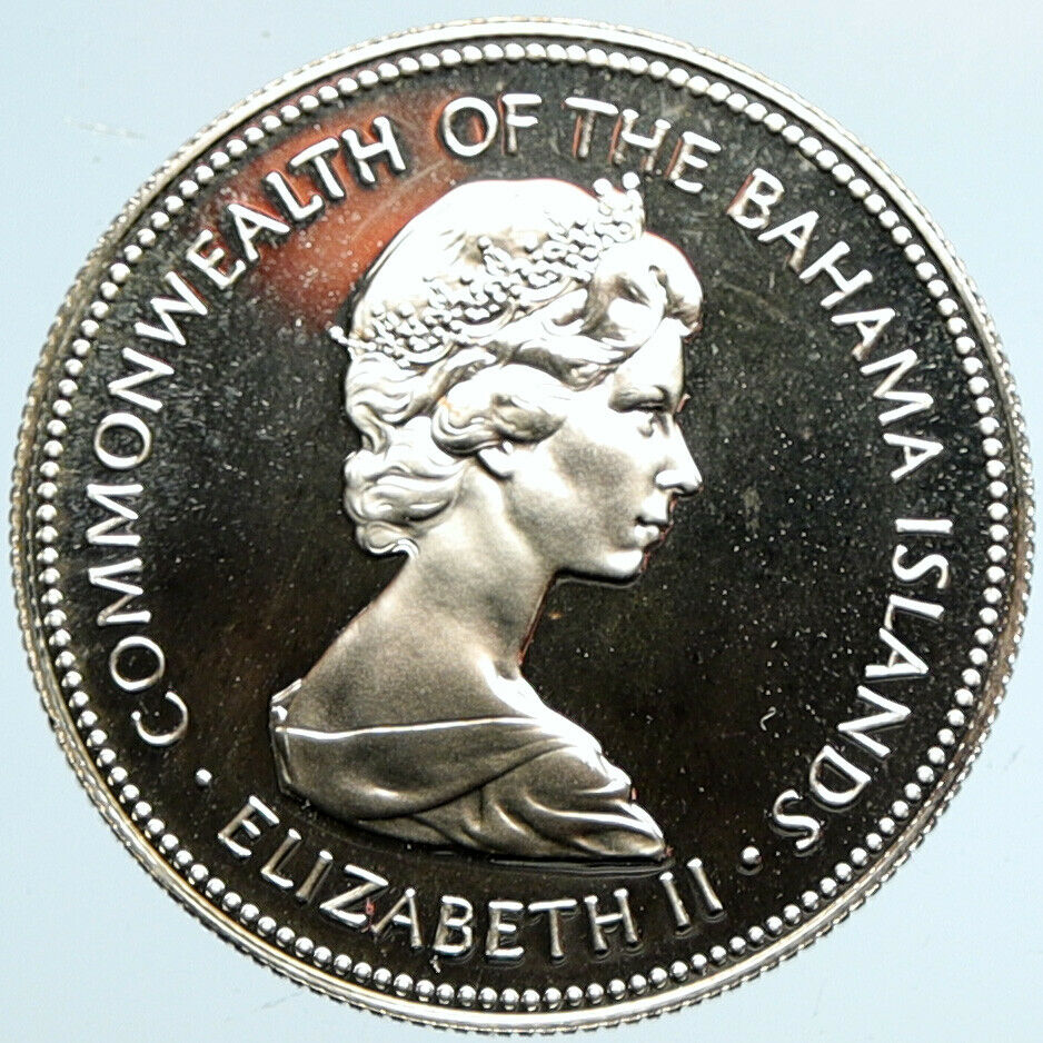 1972 BAHAMAS UK Queen Elizabeth II Marlin Proof Silver Coin 50 Cent Coin i101556