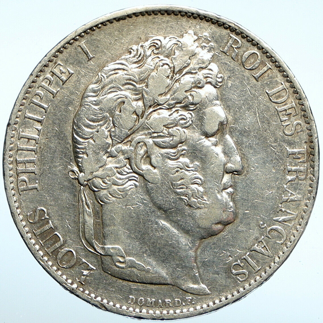 1845 FRANCE King Louis Philippe I French Antique OLD Silver 5 Francs Coin i99726