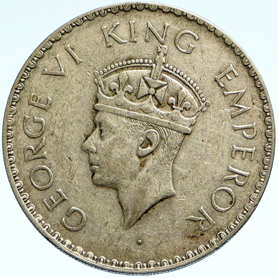 1941 B United Kingdom KING GEORGE VI British INDIA Old Silver Rupee Coin i99358