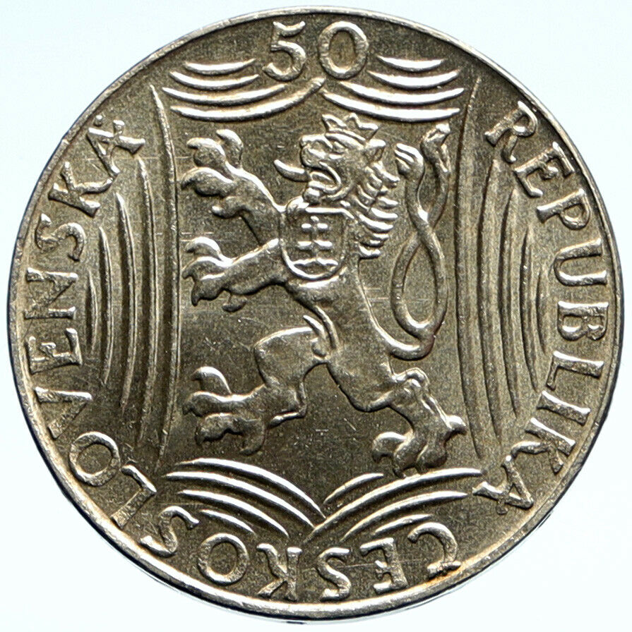 1949 CZECHOSLOVAKIA Josef Stalin Birthday VINTAGE Silver 50 Korun Coin i99361