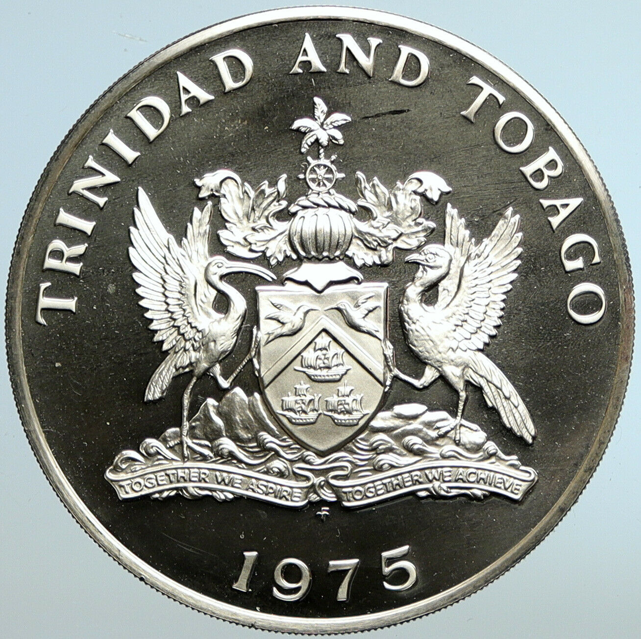 1975 TRINIDAD and TOBAGO Ibis INDEPENDENCE Proof Silver 5 Dollar Coin i101513