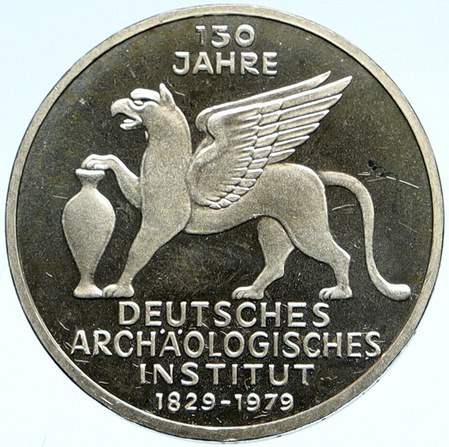 1979 J GERMANY Archeological Institute Proof Silver 5 Mark German Coin i99351